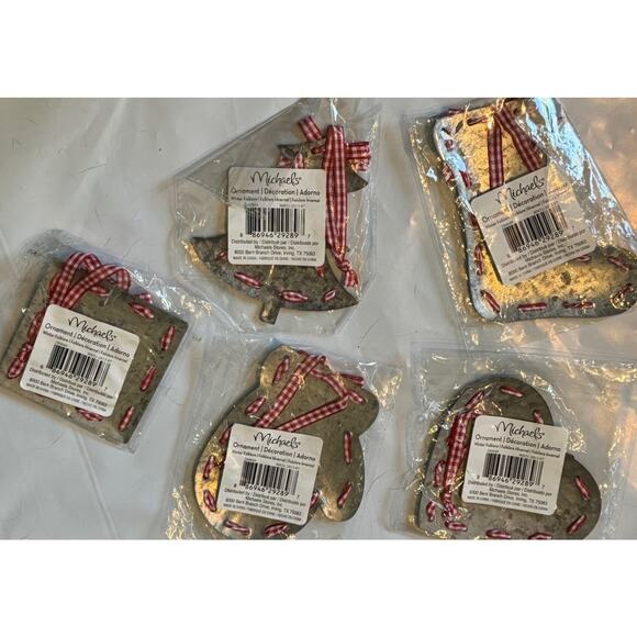 Michaels Winter Folklore Ornaments Set of 5 Metal Heart Mitten Stocking Xmas - Picture 2 of 8